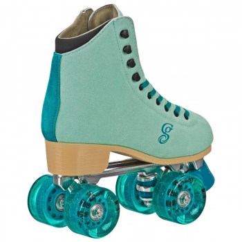 Candi Girl Carlin Green/Blue Suede Roller Skates!