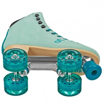 Candi Girl Carlin Green/Blue Suede Roller Skates!
